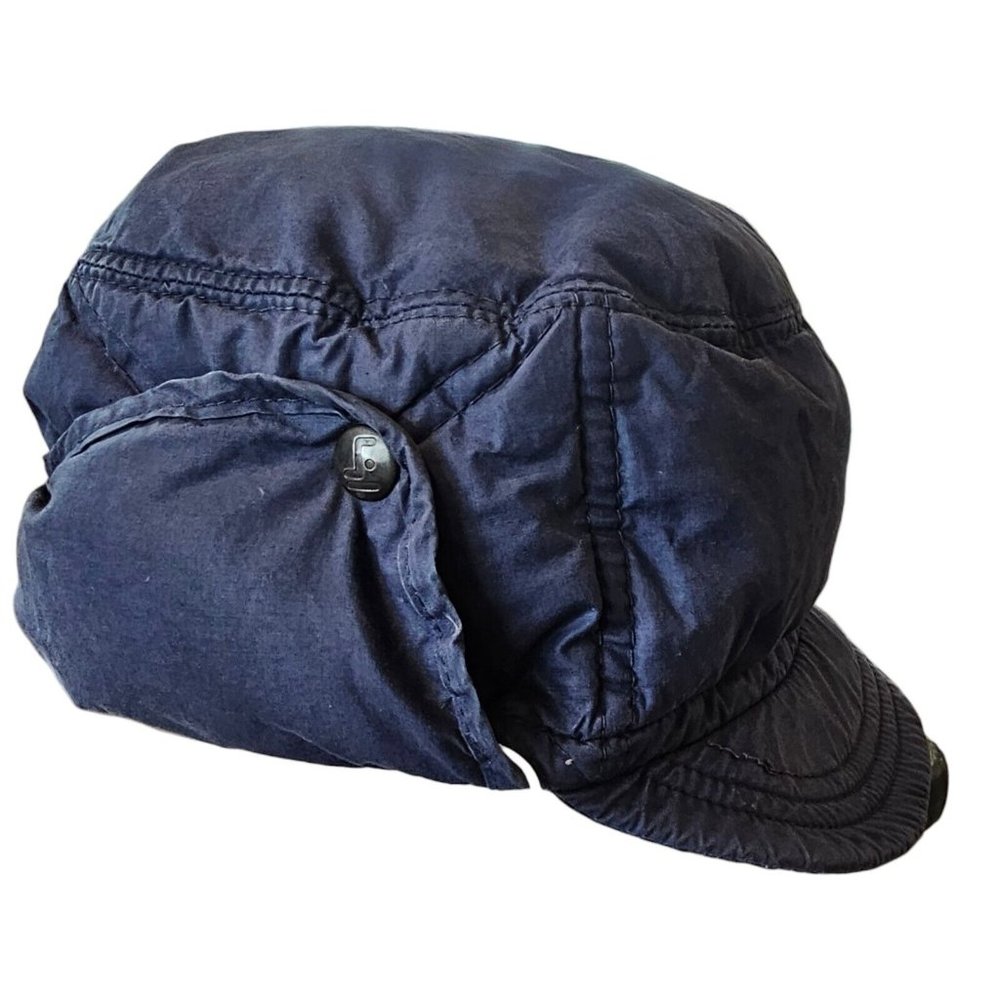 VTG Down Filled Blue Winter Italian Hat Pool Serchio Flap Cap Small Quilted
